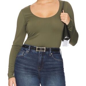 $99 Plus Size Good American Sculpting Scoop Bodysuit Fatigue Olive 4x NWT